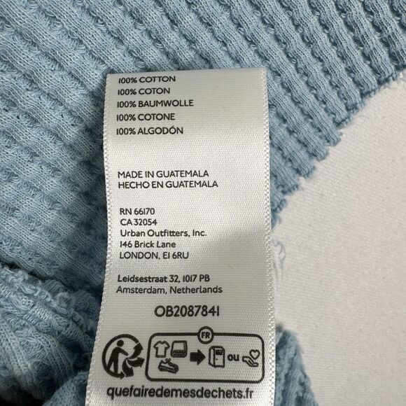 Pilcro Anthropologie‎ Top Womens Small Blue Gauzy Waffle Knit Crop Coastal Boho - Picture 7 of 10